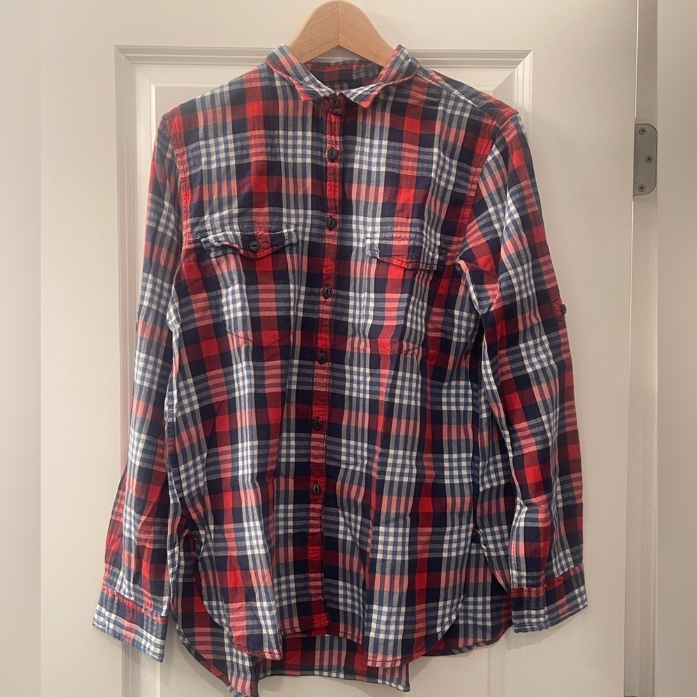 Ralph Lauren Red and Navy Plaid Button-Down Shirt